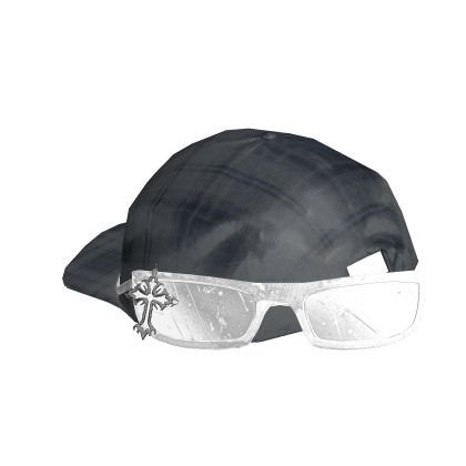 Plaid Grunge Sideways Hat with Shades Black Roblox item