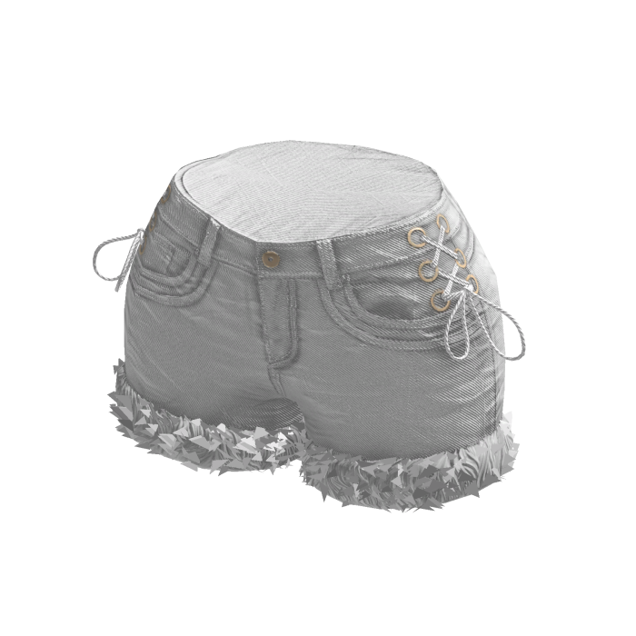 White Y2K Fur Trim Denim Shorts