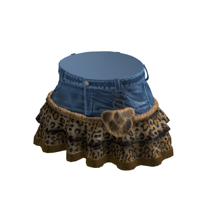 leopard jean denim skirt thumbnail