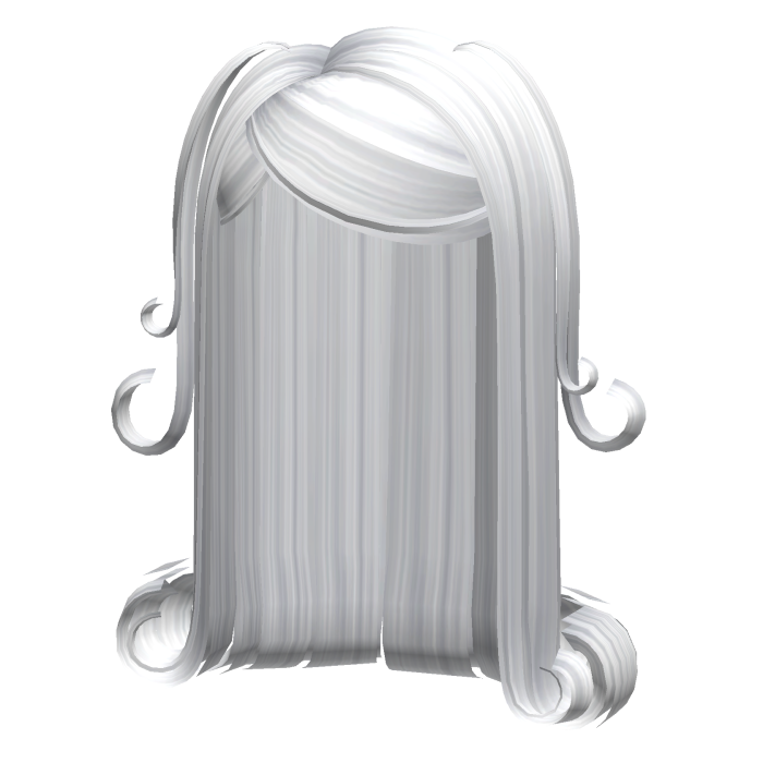 -',ৎ Long Slick Curls with Pigtails in White