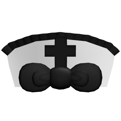 . ‿♡ cute black & white ruffle nurse hat w bows ♡ Roblox item
