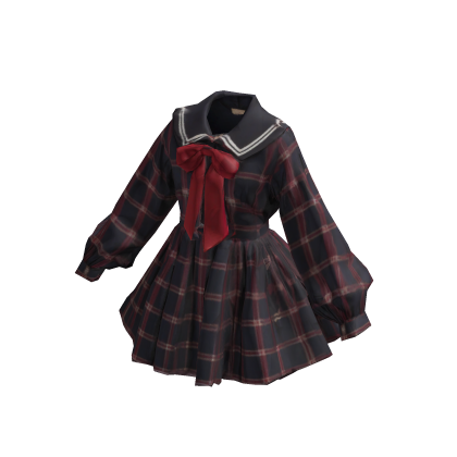 Plaid Ribbon One-Piece Dress [PBR]