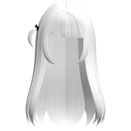 Cute Long White Side Ponytail Hair w Black Bow Roblox item