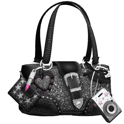 Gyaru 2000s Vintage Scene Icon Bag all Black thumbnail