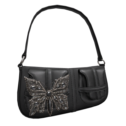 Butterfly Crystal Soft purse 2000s (Black)