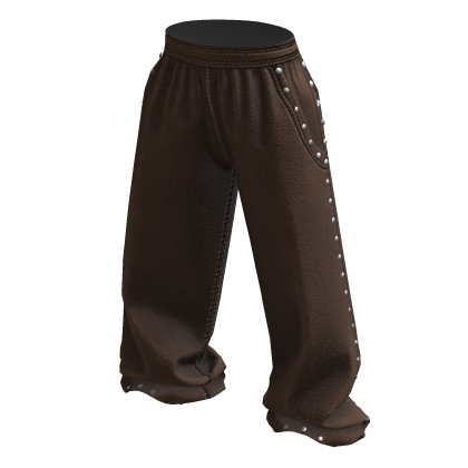 Brown Baggy Studded Grunge Rivet Sweatpants