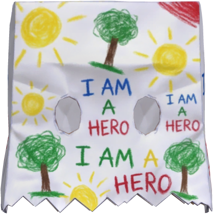 "I Am A Hero" Doodles Paper Bag Over Head