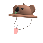 Kawaii Brown Koala Hat with Pink Boba