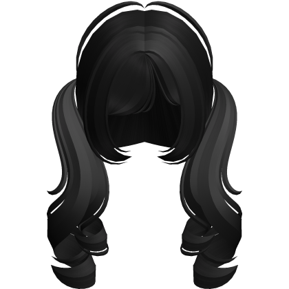( ´ཀ` ) pretty black fluffy curly low pigtails