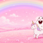 Pink Happy Hamster Rainbow Unicorn Meme Background