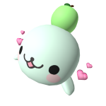 🍏 Teal kawaii cute green apple hugging seal