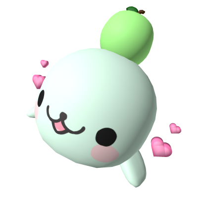 🍏 Teal kawaii cute green apple hugging seal thumbnail