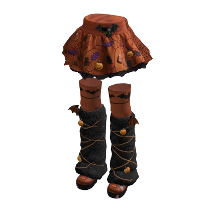 Orange Halloween Skirt w/ Shoes