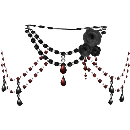 Black Red Body Front Jewelry w Roses 3.0