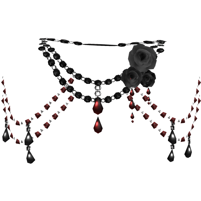 Black Red Body Front Jewelry w Roses 3.0