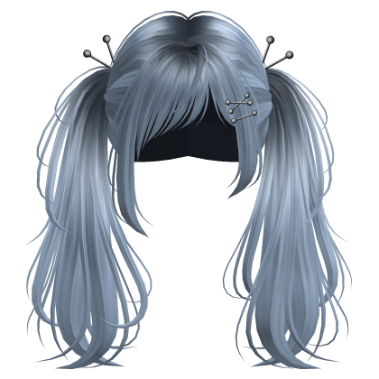 Sky Blue Y2K Emo Punk Pigtails w/ Pins