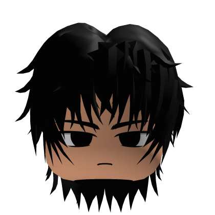 Black Messy Hair wFace & Intimidating face boy y2k Roblox item