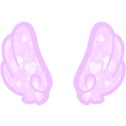 ♡ Cute Upward Glowing Angel Wings in Purple Hearts