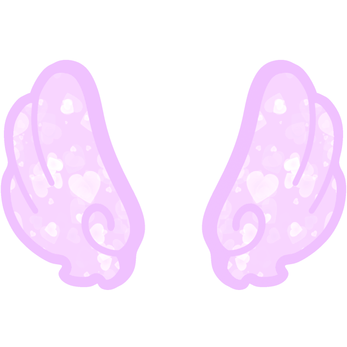 ♡ Cute Upward Glowing Angel Wings in Purple Hearts