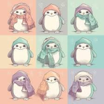 Pastel penguins and pastel animals