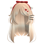 Soft Heart Hair with Kitty Ribbon (Blonde)