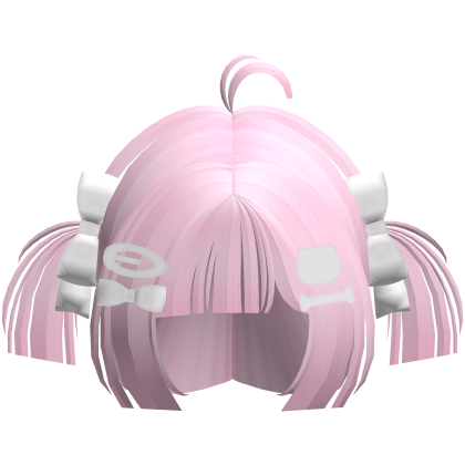 ꒰♡꒱ cute short cutecore hot pink pigtails w/ clips Roblox item