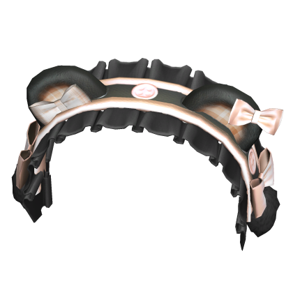Kawaii Cute Bear Headband w Ruffles Black Orange