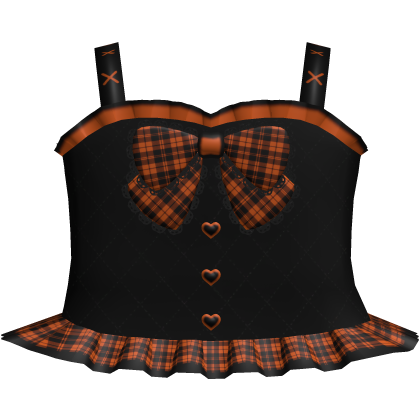 cute emo halloween plaid witch dress in orange