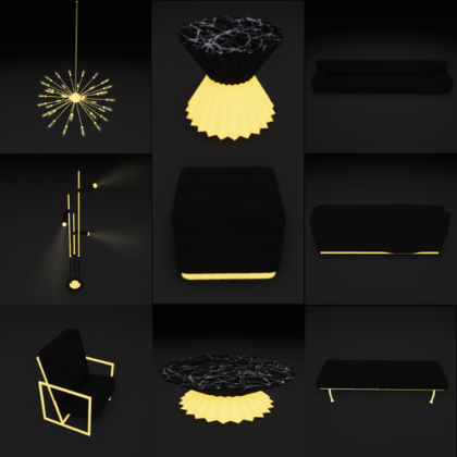 Luxury Gold and Black Furniture Set preview 1