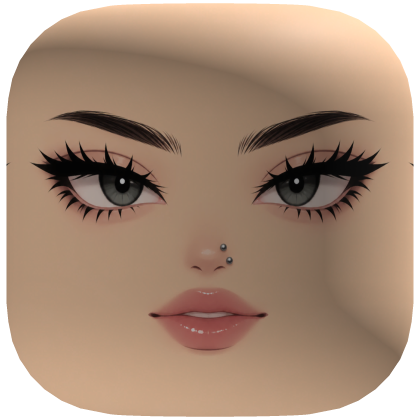 Emo Doll Face with Grey Eyes and Nose Piercings Roblox item