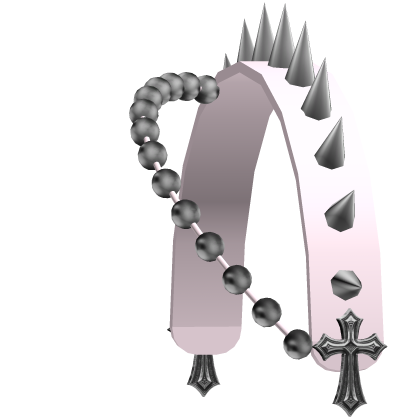 pink emo spiked cross beaded headband