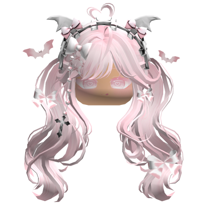 Goth Wavy Pigtails w/Headband (Light Pink)