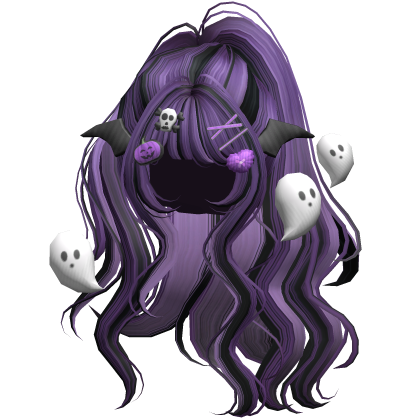 Purple&Black Halloween Hairclips Wavy Half Down