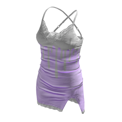 BB Cute Satin Lace High Cut Dress Drip Purple