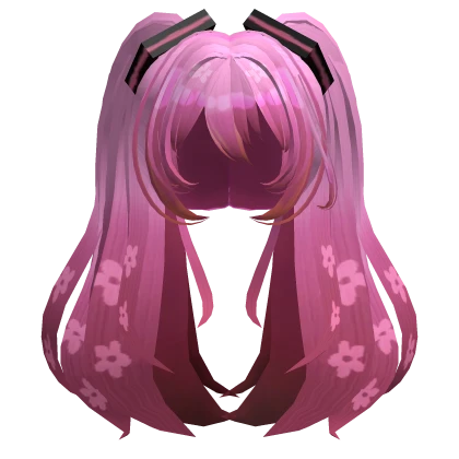 Miku Long Fluffy Twintails Hair - Sakura Pink | Roblox Item