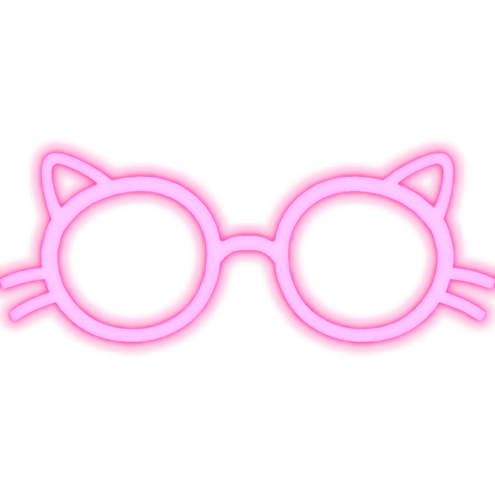 ୨୧ : GLOWING round cat glasses ♡ pink emissive