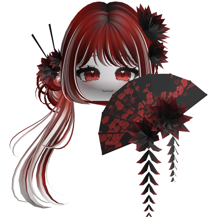 Side Ponytail w/ Cherry Blossoms & Fan