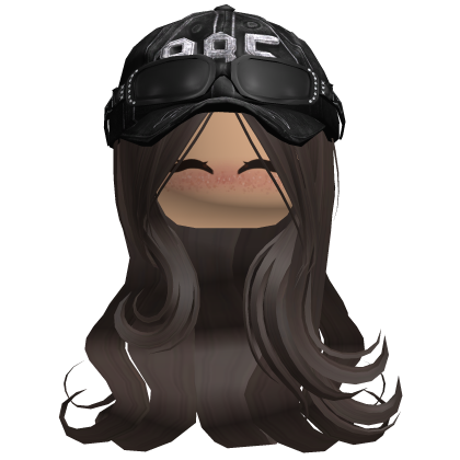 Y2K Flowy Hair w Face, Cap + Glasses Dark Brown Roblox item
