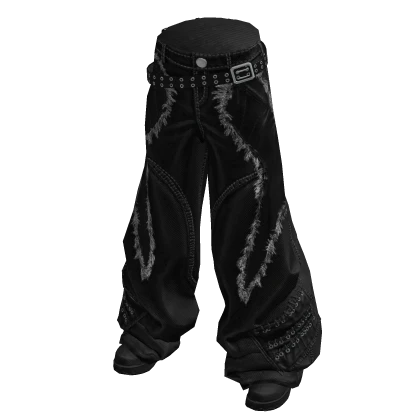 Black Archive Distressed Baggy Jeans w/ Shoes | Roblox Item