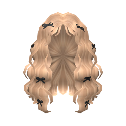 Curly Blonde Hair with Cute Black Ribbons Roblox item