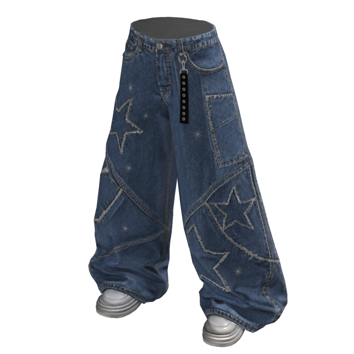 Baggy Pants with Star Outlines (Blue)