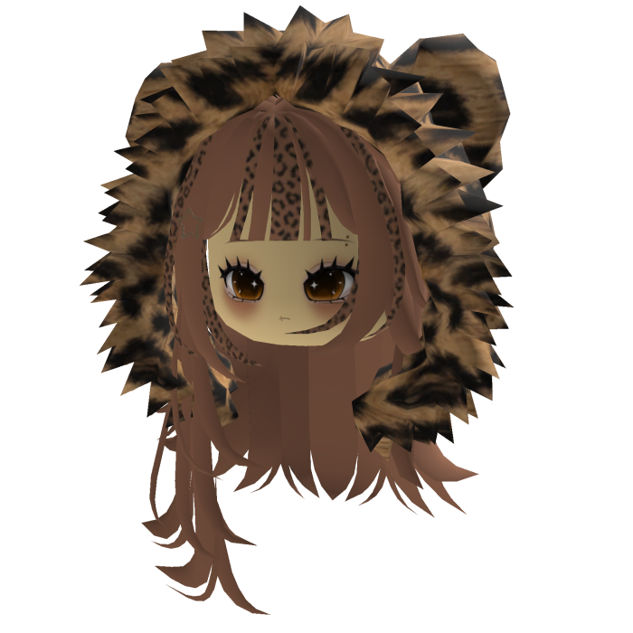 fluffy bear hood cheetah hair w gyary face