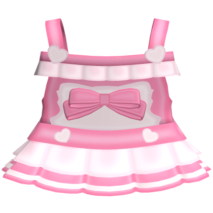 ♡ cute ruffled bow overalls in pink Roblox item