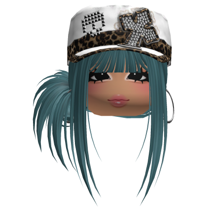 Gyaru Side Bun Hair w/ Cheetah Cap & Earrings