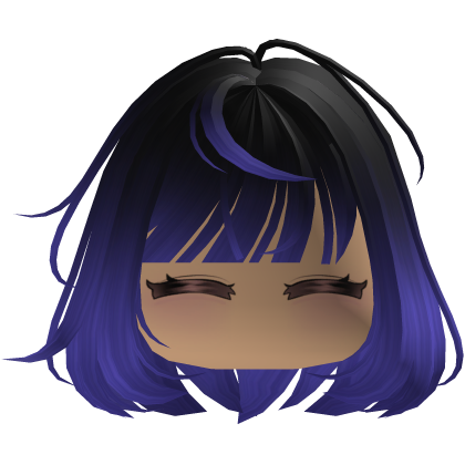 Cute emo y2k hair fluffy (black purple)