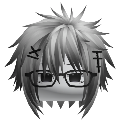 Silver Messy Emo Boy Hair w Glasses & Cross Clips