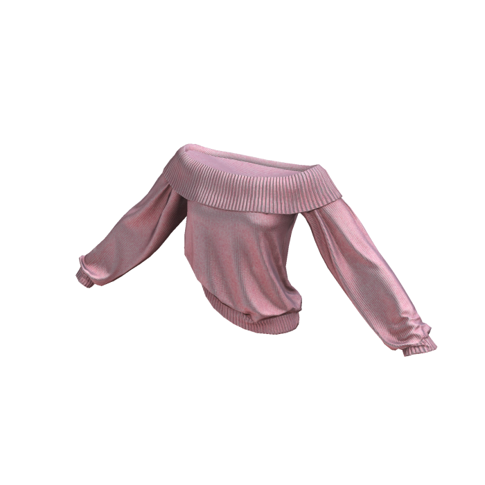 Pink Knitted Off Shoulder Tucked Sweater