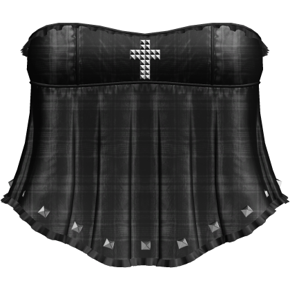 Gothic Black Plaid Ruffle Dress