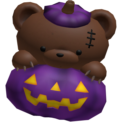 halloween purple pumpkin bear hat Roblox item