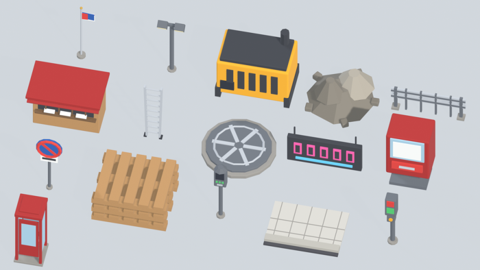 Low Poly City Street Props Urban Town x60 preview 3